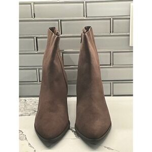 Lisa Vicky Sunny V Stout Split Suede Ankle Boots Womens 11 Brown Block Heel